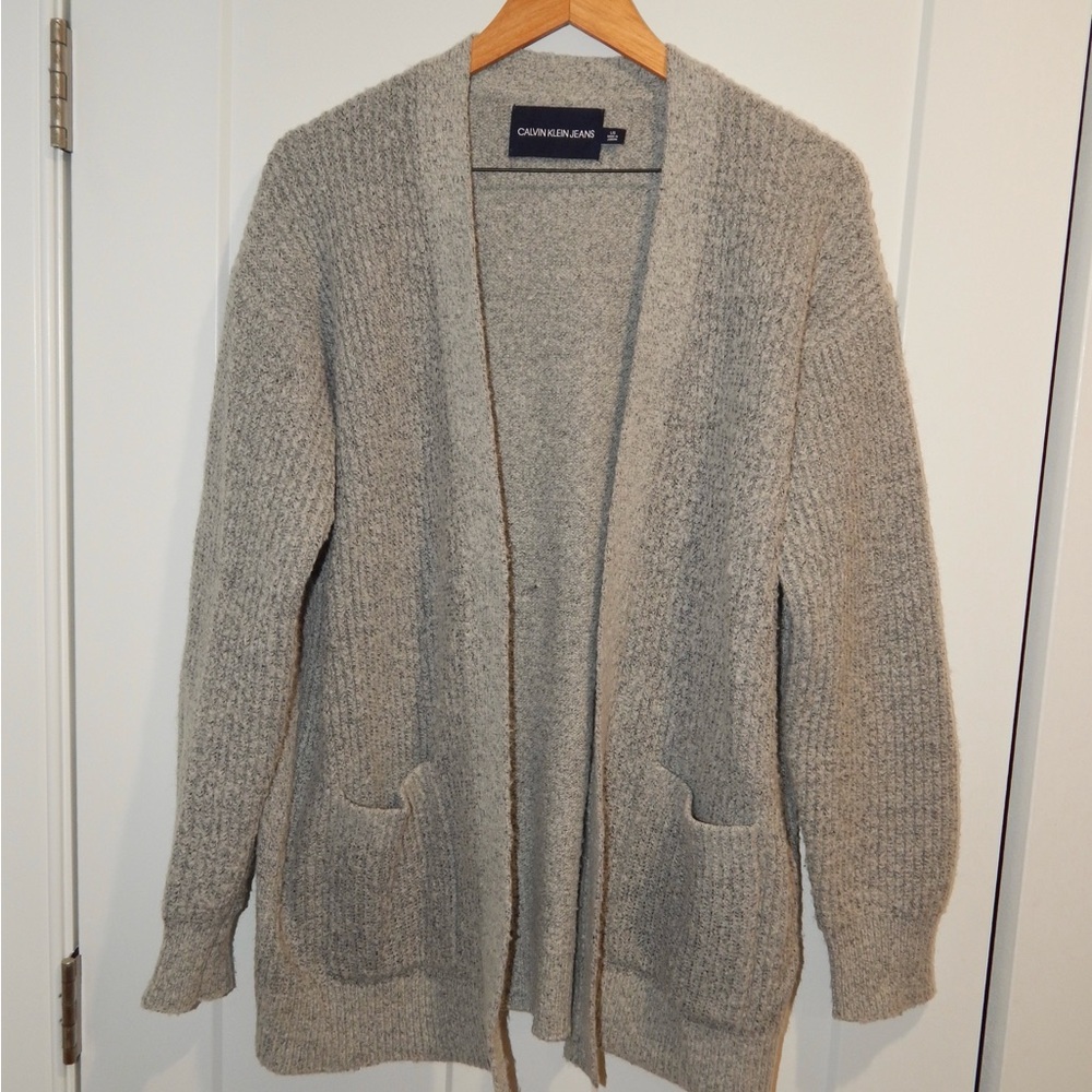Calvin Klein Jeans Light Gray Open Knit Cardigan